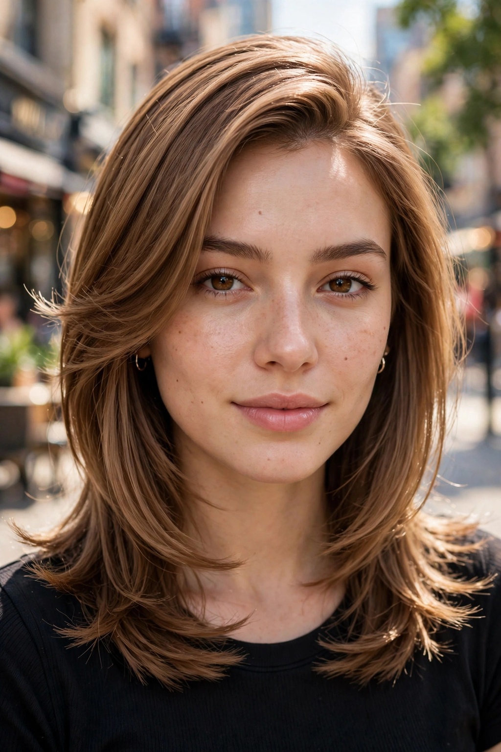 14. Sleek Lob with Feathered Edges