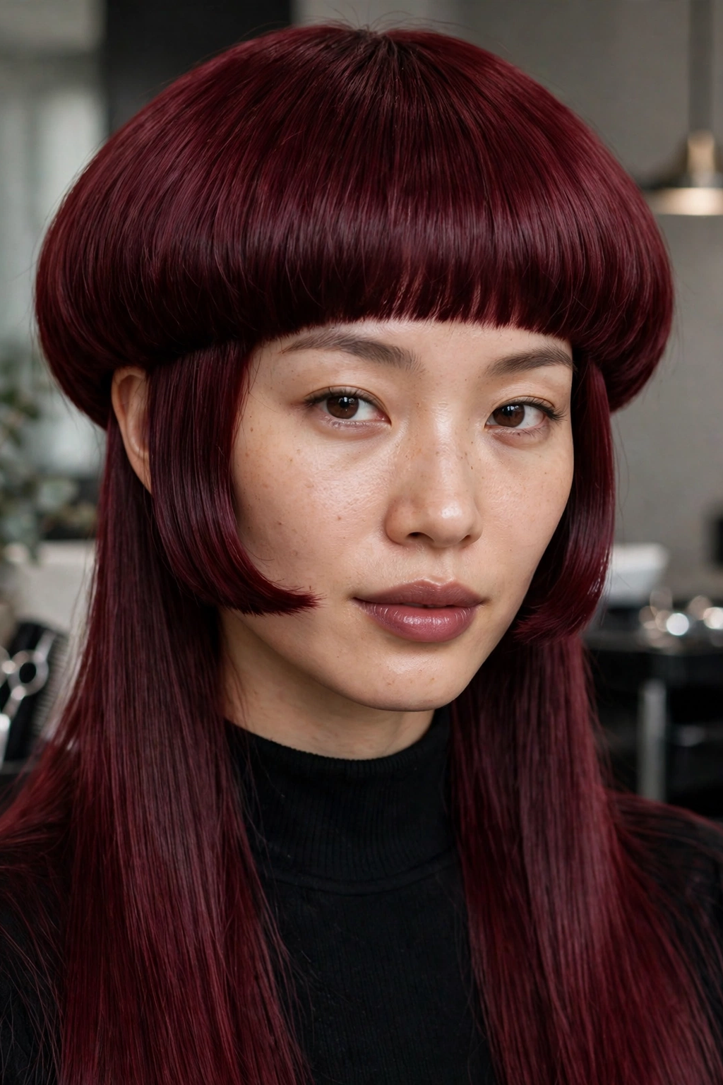 Jellyfish hime haircut with rounded top layer and long lengths