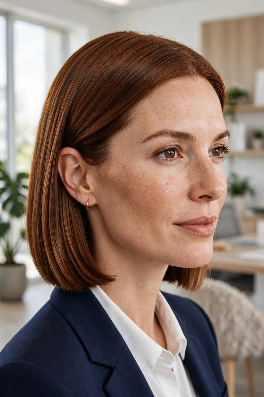 14. Sleek Ginger Brown Blunt Bob