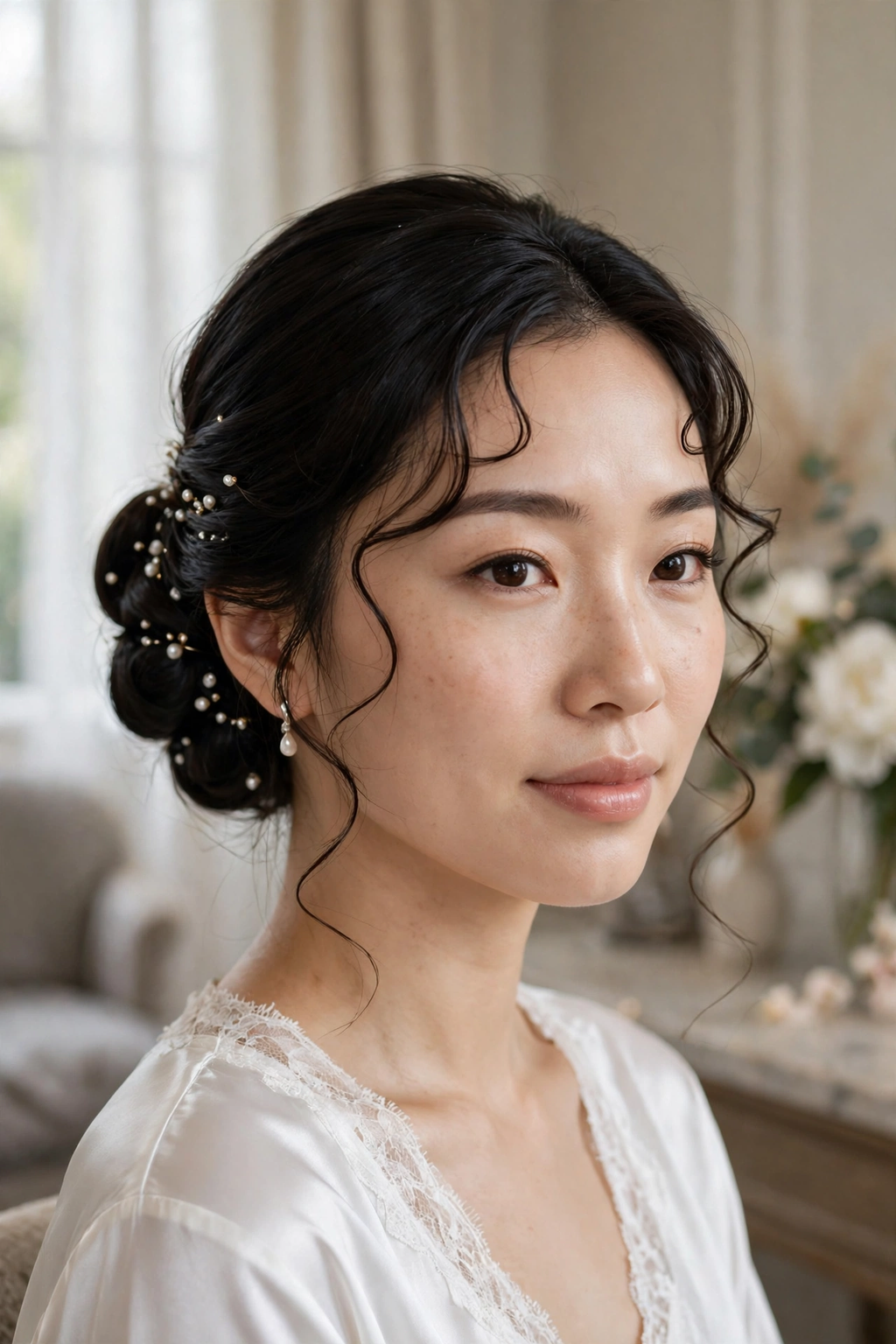 15. Pearl-Pinned Bridal Bun