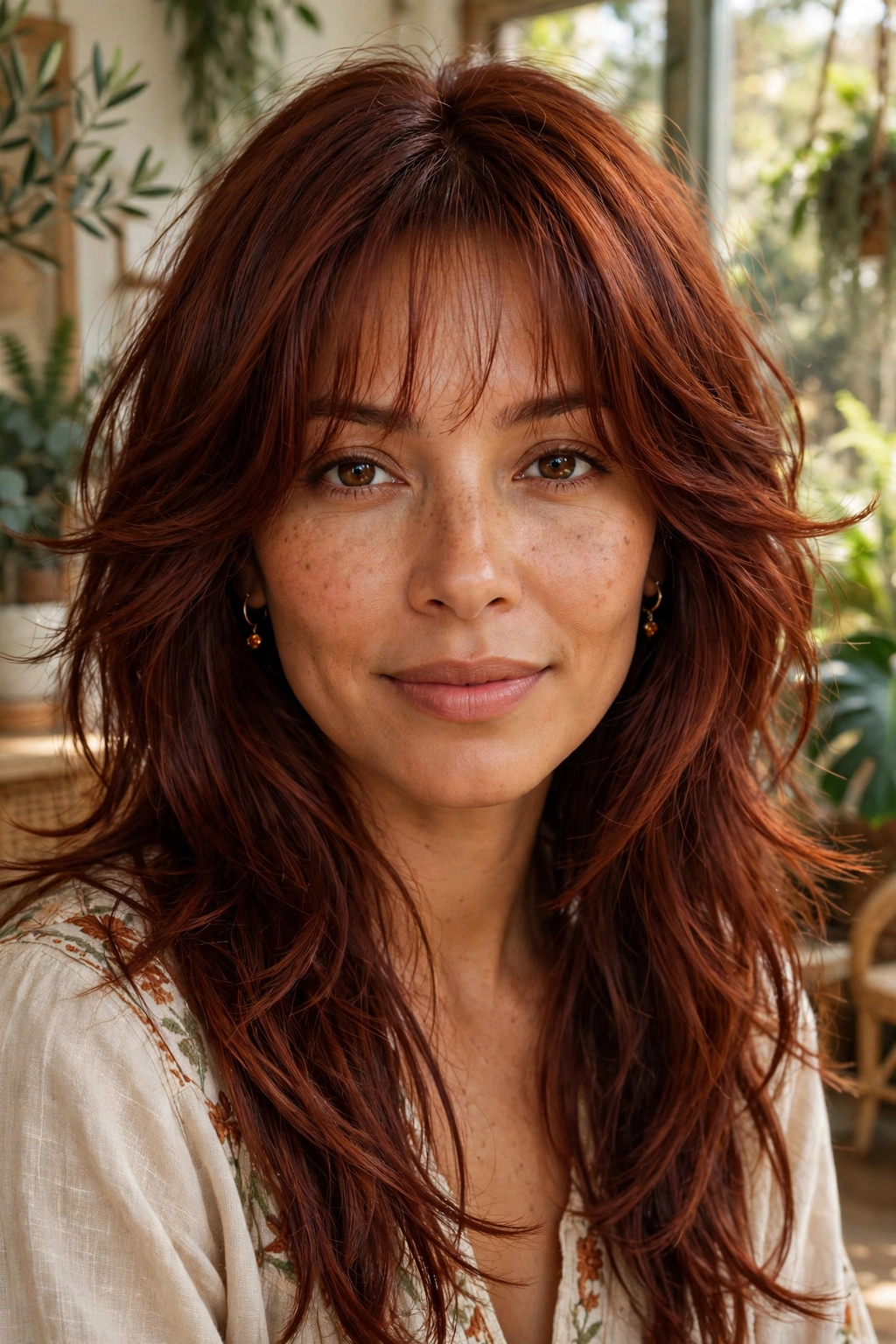 15. Auburn Long Gypsy Shag with Sheer Fringe